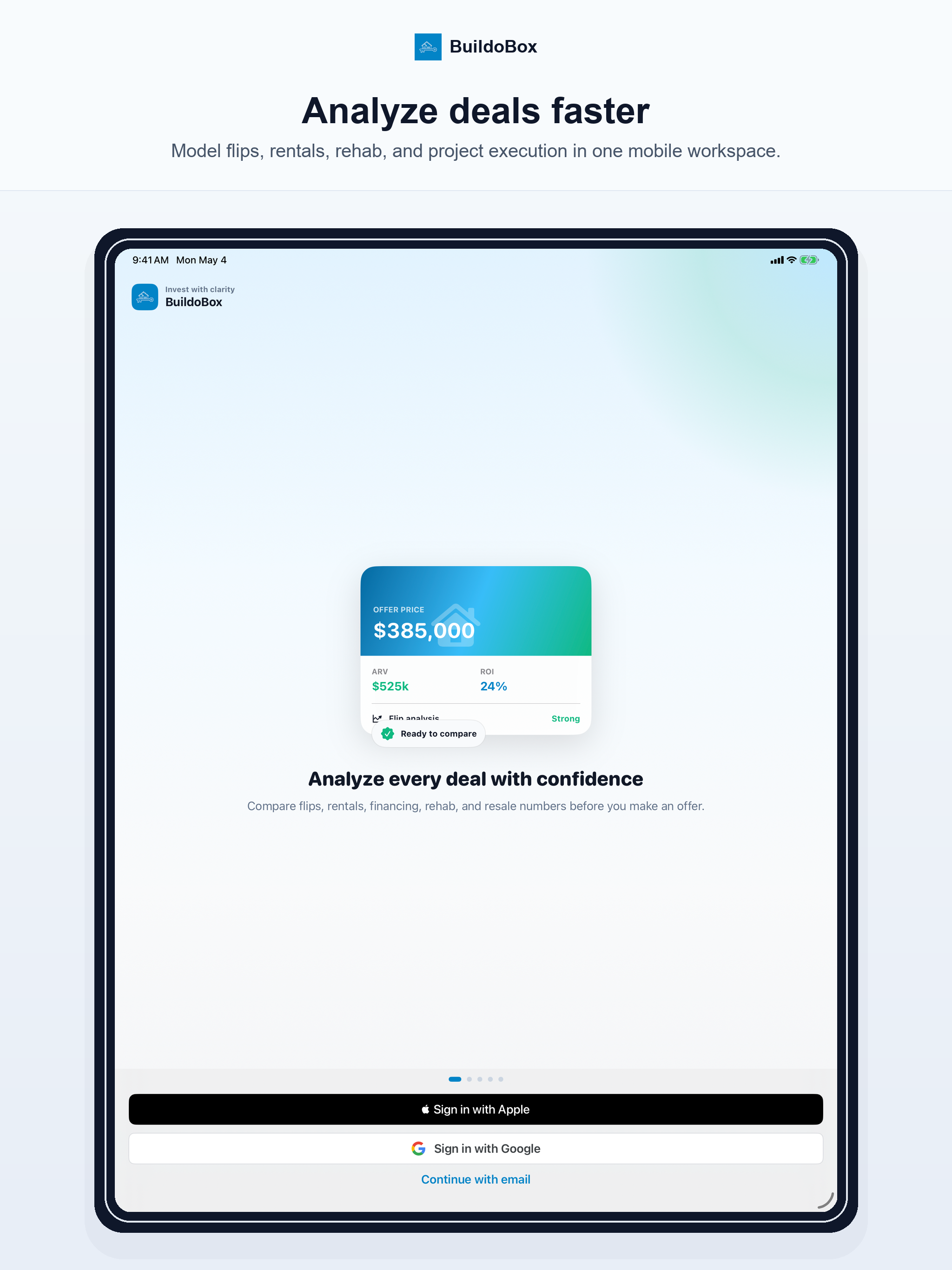 BuildoBox Onboarding on iPad