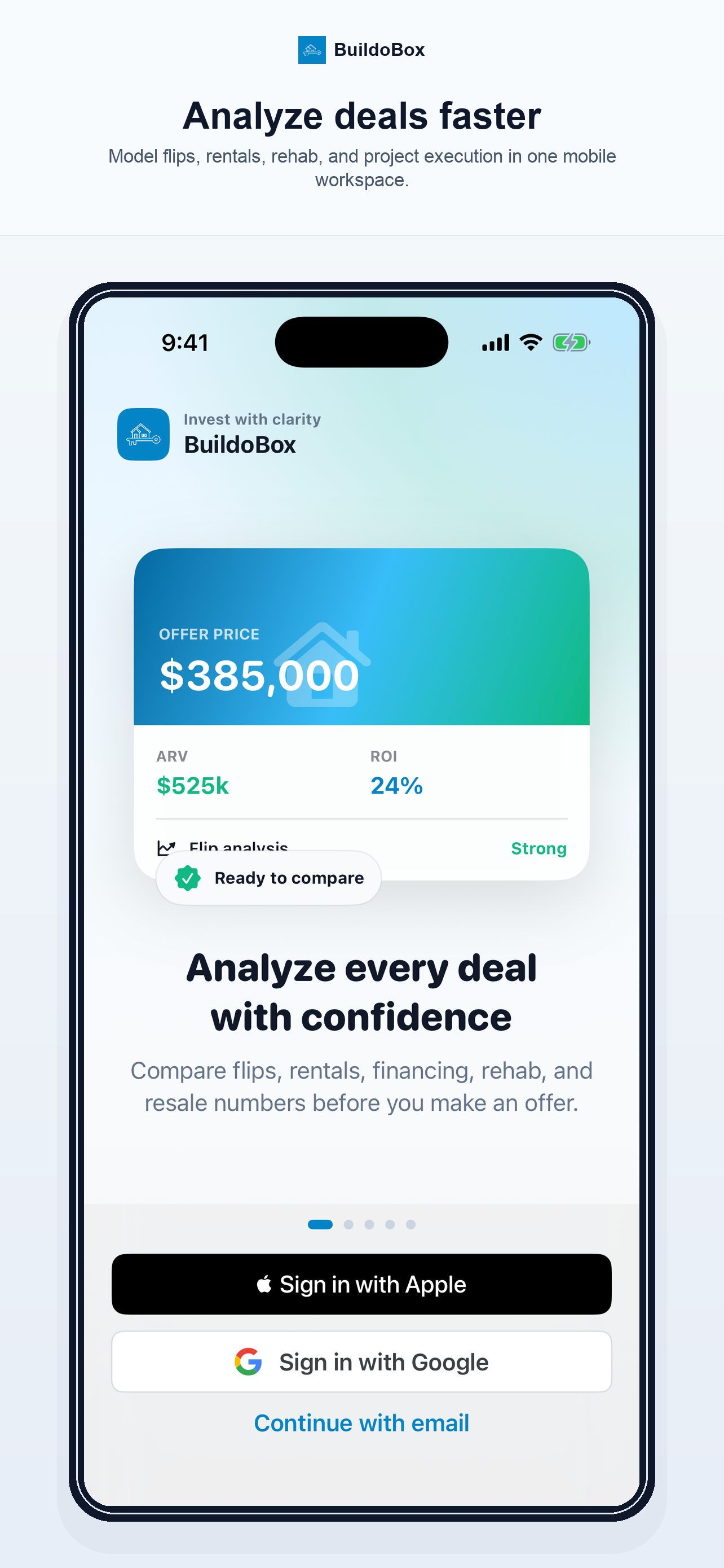 BuildoBox Onboarding on iPhone