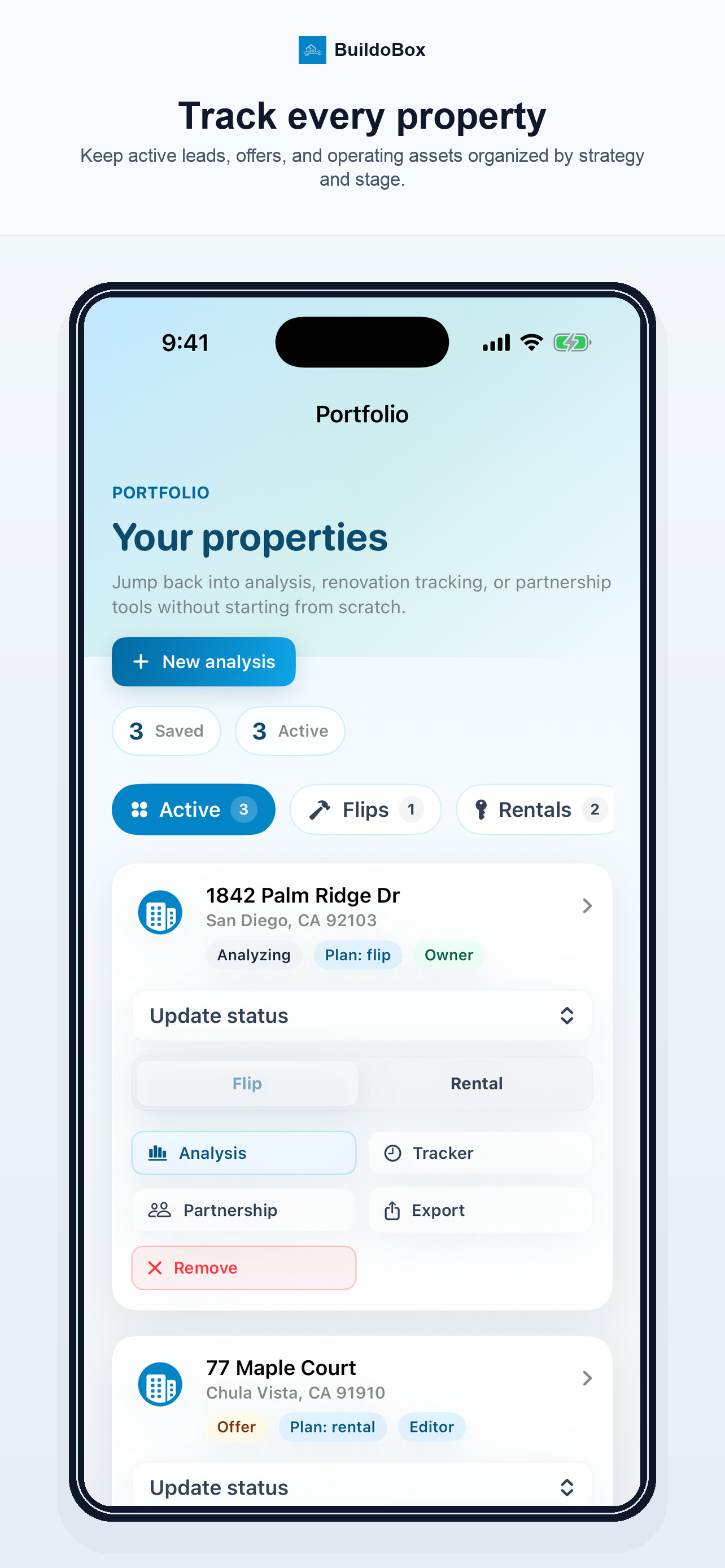 BuildoBox Portfolio on iPhone